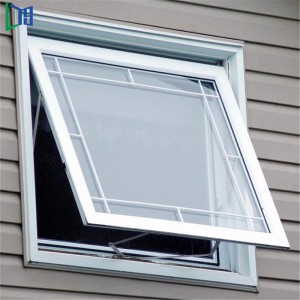 Double Toughened Glass Awning Casement Windows Aluminium Top Hung Window Powder Coating Finished Commercial Grade