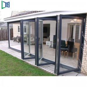 European Standard Thermal Break Aluminum Folding Doors High Quality Glass Folding Doors Double Tempered Glass Bi-Folding Doors