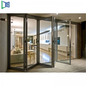 High Quality Thermal Break Double Glass Design Insulated Accordion Glass Aluminum Frame Folder Bi Fold Bifold Folding Door