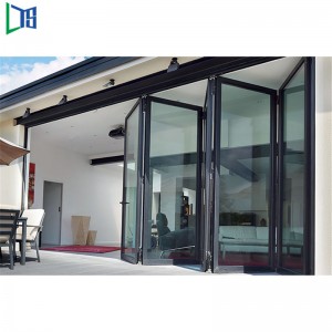 China Supplier Aluminium Frame Tempered Glass Bifold Door Sliding Folding Glass Door Double Glazing