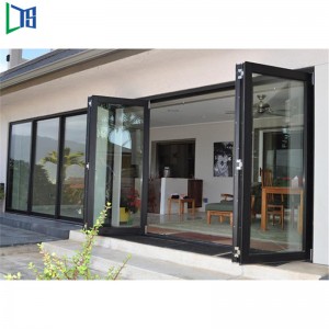 Double Glazing Bi Fold Door Accordion Aluminum Glass Patio Exterior Bifold Doors Powder Coating Finished